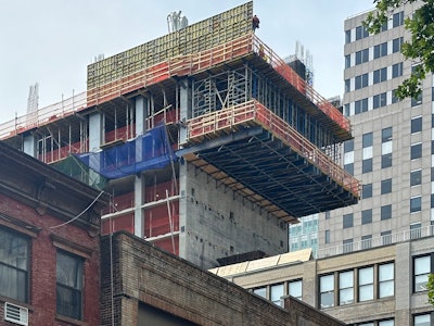 The cantilever formwork was provided by Doka, as viewed from Willoughby St.