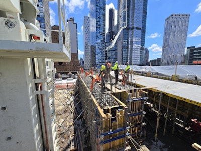 Above one of the 14th-floor post-tensioned transfer beams.