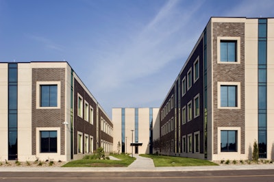 One Stop in Sioux Falls, SD, features thin brick prefabricated panels that reduced crew size and accelerated construction compared to traditional masonry.