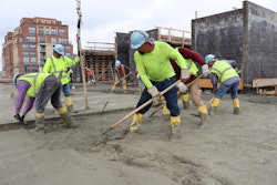 Concrete contractor crew delivering CarbonCure concrete at the Amazon HQ2 project.