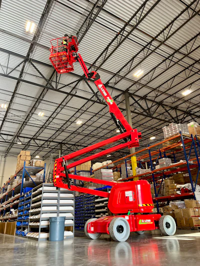 The LGMG A43JE electric articulating boom lift.