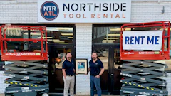 Three families coming back together. Josh Nickell (at right) and Cooper Douville (at left) celebrating the acquisition in their Buckhead branch, holding a picture of the Northside Tool Rental founder Roy Milling. Fun fact: Cooper and Josh's dad were coworkers and mentored by Roy.