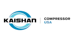 Kaishan Compressor USA logo with blue circular symbol and black text
