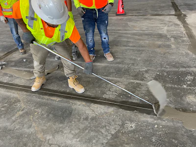 After curing, semi-rigid joint fillers are typically shaved flush with the slab surface to provide continuous edge support and a smooth transition for traffic.