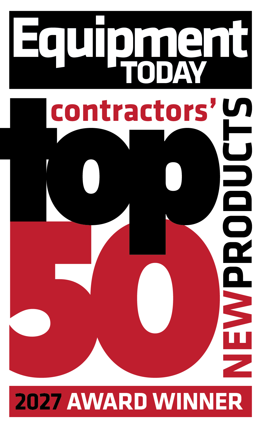 Equipment Today Contractors' Top 50 New Products 2027 Award Winner badge
