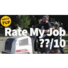 Watch FCP logo with people demonstrating equipment outdoors, Rate My Job text overlay