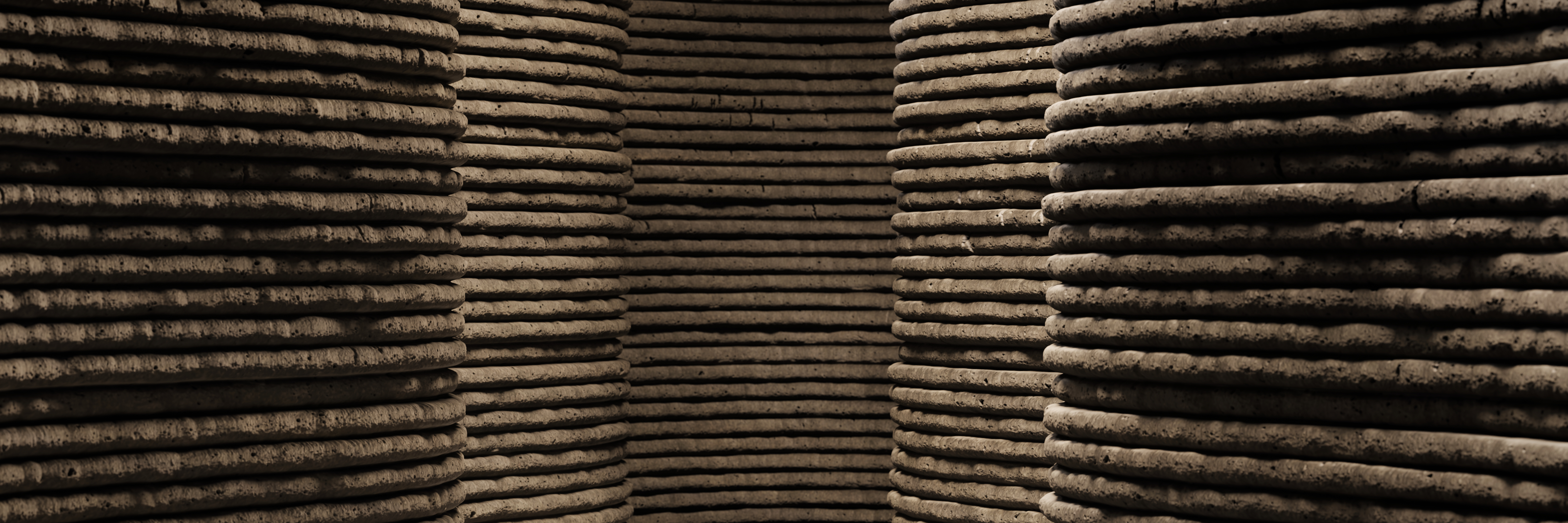Stacked wooden logs arranged in organized rows at a timber storage facility