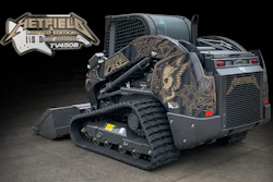 Metfield Limited Edition TV450B tracked skid-steer loader with gold dragon artwork and custom design