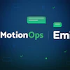 MotionOps and Emitto brand partnership displayed on dark blue background with messaging icons