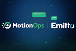 MotionOps and Emitto brand partnership displayed on dark blue background with messaging icons