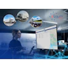 Professional using fleet management software with trailer tracking map and logistics network visualization