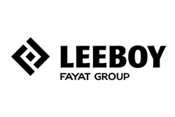 Leeboy Fayat Group logo with geometric diamond symbol and bold black text