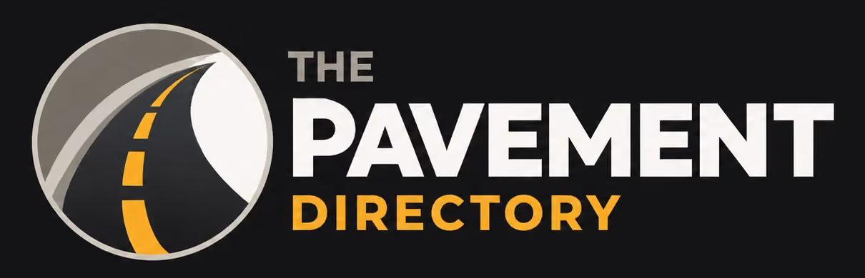 The Pavement Directory logo featuring a circular road icon with yellow lane markings and white text