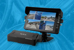 LIVTX vehicle camera monitoring system with multi-view display screen and black control unit on blue background
