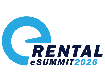 Rental eSummit 2026 logo featuring blue circular arrow symbol with dark blue text